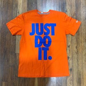 Orange T-Shirt with Blue 'Just Do It' Print Sz:L in great condition 9/10